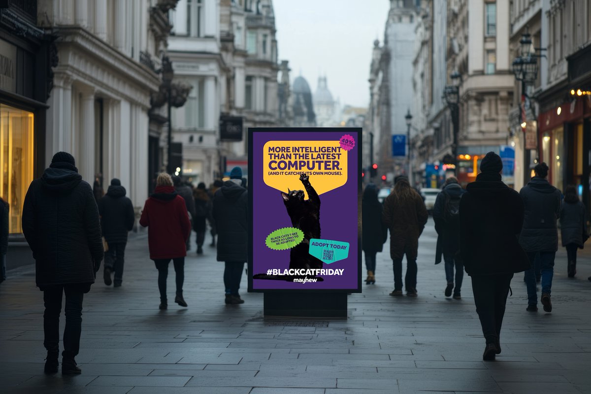 havaslondon's tweet photo. Pspsps - our #BlackCatFriday work for @themayhew is popping up all over town today. Thanks to @global, London Lites and @HavasMediaUK for the support 🐈‍⬛

https://t.co/H6Ye2JQQTX

#BlackFriday ❌
#BlackCatFriday ✔️ https://t.co/gGe13dXESM
