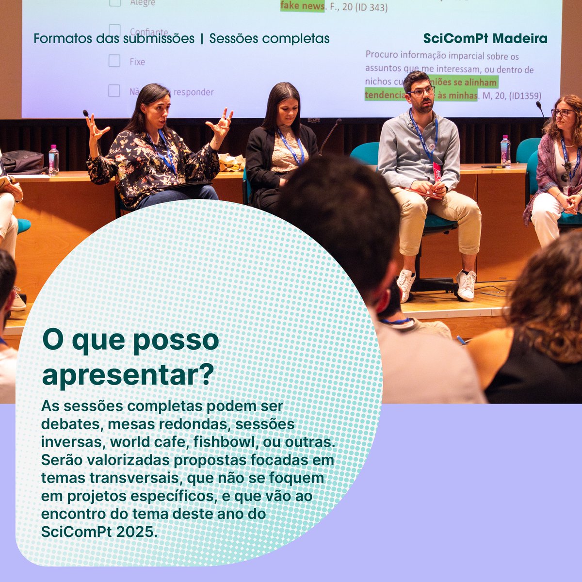 scicomPT's tweet photo. 📌A submissão de propostas para o #SciComPt2025 já está a decorrer!

🔗Mais informações e submissões em https://t.co/SfuyIwFD4q 
#Arditi #PavilhãodoConhecimento #CentroCiênciaViva @U_Madeira #SciComPt2025 #ComunicaçãoDeCiência #Madeira2025 #UnirHorizontes #SciComPt #SciComm https://t.co/RroNBj9m45