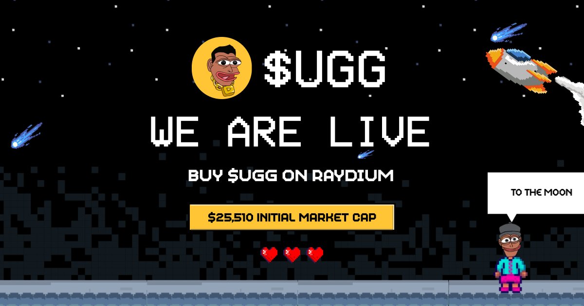 $UGG is now live 🚀

CA: UGGpUAEc9eghyTxbEcVpMWbh3GzpXCmpMLWwvqvhm9a

Starting Market Cap: $25,510

LFG! 🚀🤑