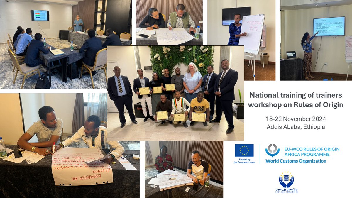 WCO_OMD's tweet photo. Ethiopia 🇪🇹 Customs develops a national pool of Rules of Origin trainers

https://t.co/iCeHOC2vcp

#OMD #Douane #Origine #ProgrammeUE_OMD #RoOAfricaProgramme https://t.co/iP1bwmMaaB
