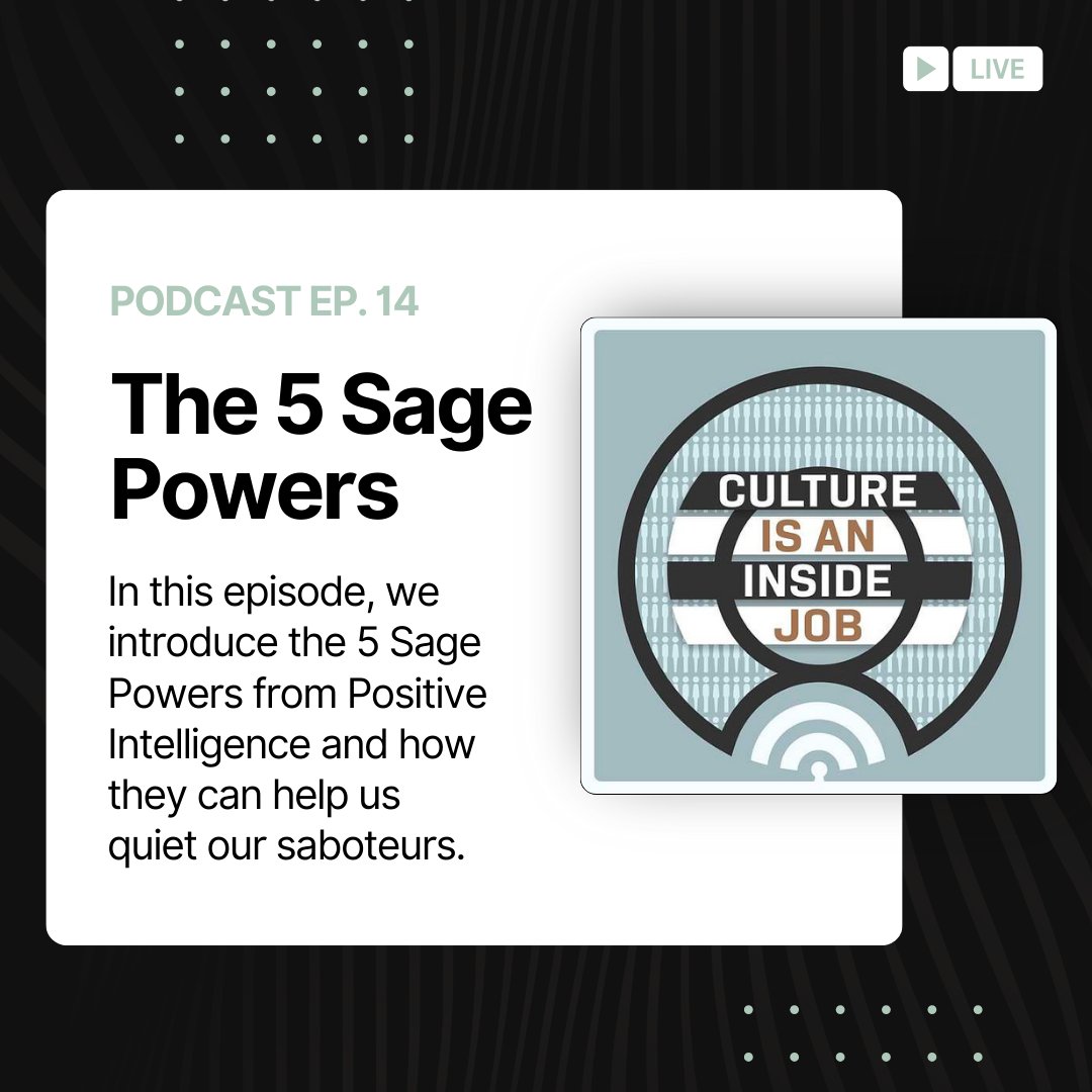 PODCAST EP. 14 - The 5 Sage Powers 🌟

In this episode, we introduce the 5 Sage Powers from Positive Intelligence. 

Tune in to discover how you can use these powers:
podcasts.apple.com/us/podcast/the…

#MindsetMatters #PositiveLeadership #PodcastEpisode #PersonalGrowth #LeadershipJourney