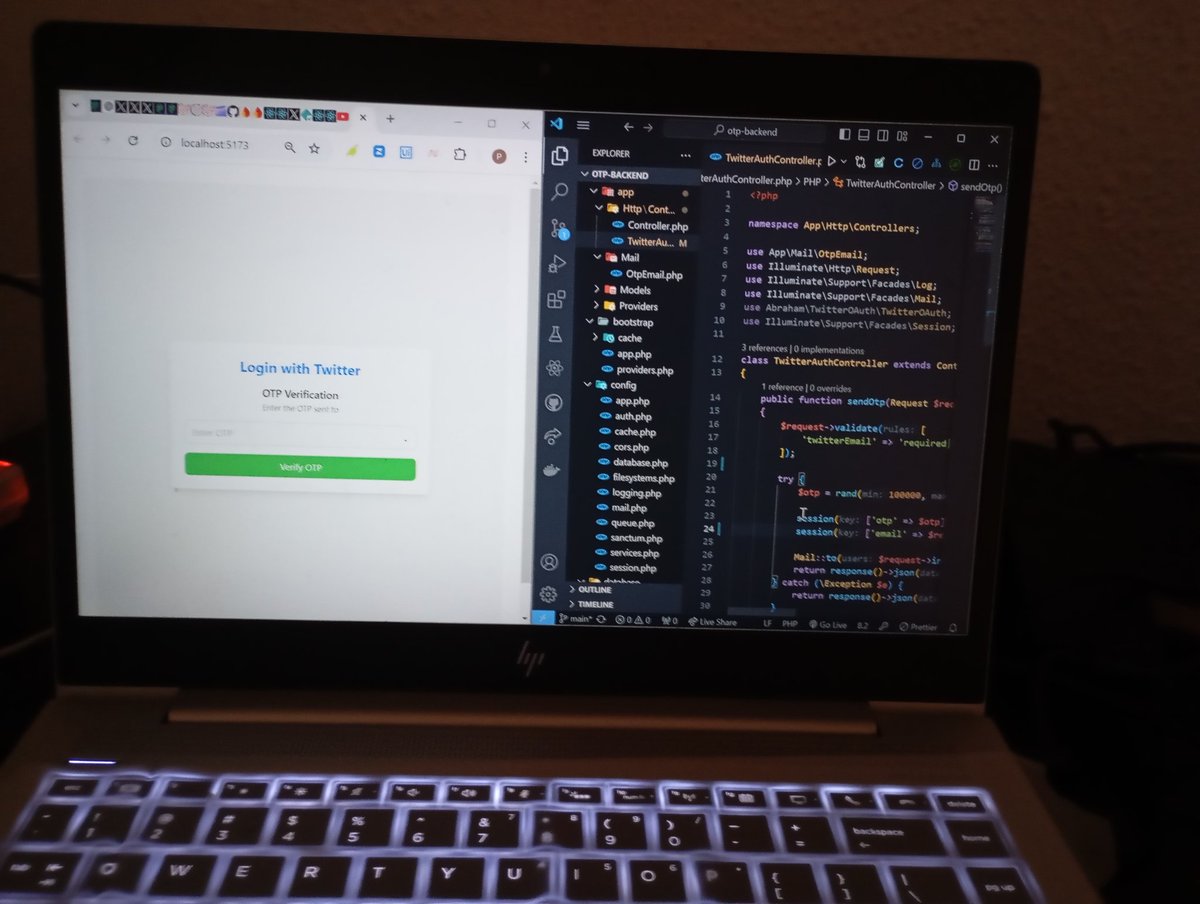 Dmj_wise's tweet image. Working on Twitter Developer's OAuth 
#authentication #laravelsession #Laravel #Reactjs #firebase #API