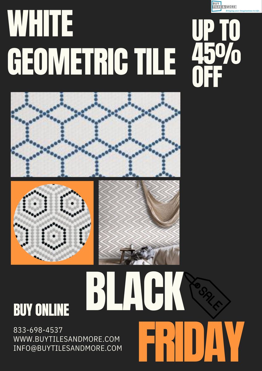 HazelMille2783's tweet photo. ✨ Black Friday Sale Alert! ✨ Upgrade your space with White Geometric Tiles! Perfect for kitchens, bathrooms &amp; more. Buy online now &amp; save big! 🛒 #BlackFriday #HomeImprovement #TileDesign #BuyTilesAndMore 
👉https://t.co/jGBT4Yzetf https://t.co/mpuOSzQtWa