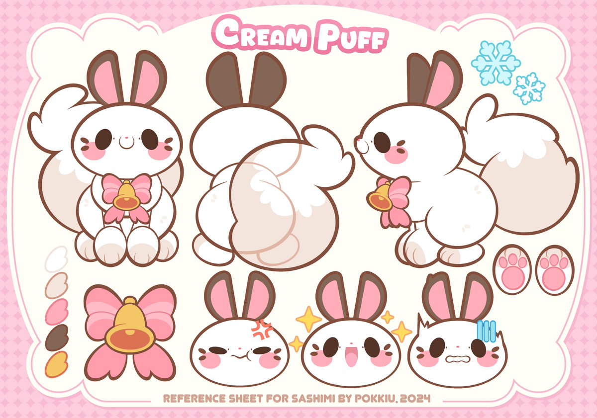 Reference Sheet and mascot design for Sashimi on Discord!🐇
I'm exploring this new format, would you like to order a character sheet? My commissions are still open!❤️

#commissionsopen #referencesheet