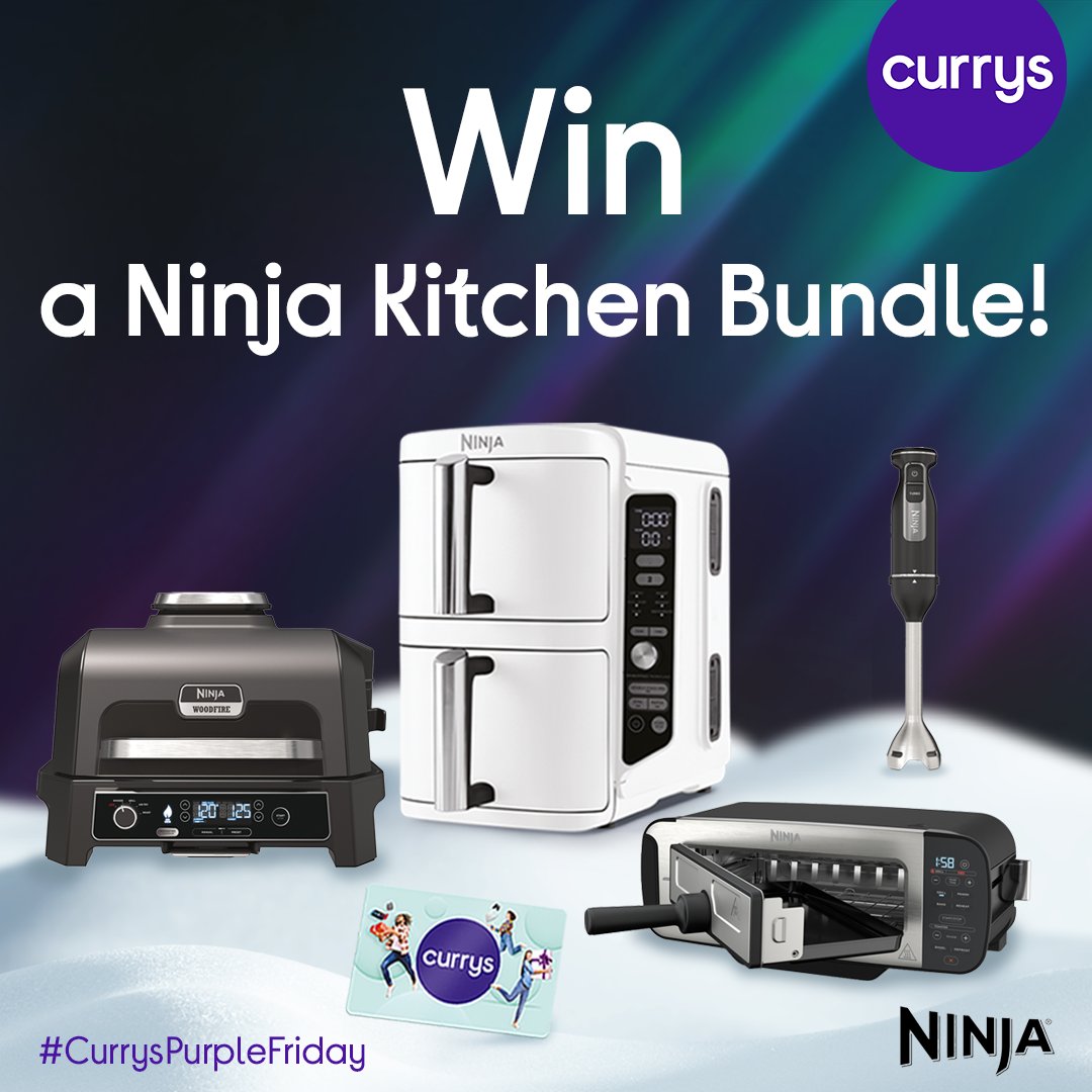 We're giving away epic bundles all day to celebrate #CurrysPurpleFriday 
🎉✨

Upgrade your cooking game with this Ninja Kitchen Bundle! 🍴♨️

To win, follow <a href="/currys/">Currys</a>, like this post and reply with your favourite food, using #CurrysPurpleFriday