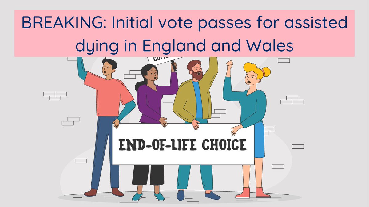 humanistsociety's tweet image. "A victory for rationality and compassion" @fsutherland CEO, Humanist Society Scotland

We are delighted that a first vote has passed in favour of #AssistedDying in England and Wales. The baton now passes to Scotland, where MSPs will undertake a similar, stage one vote next year.