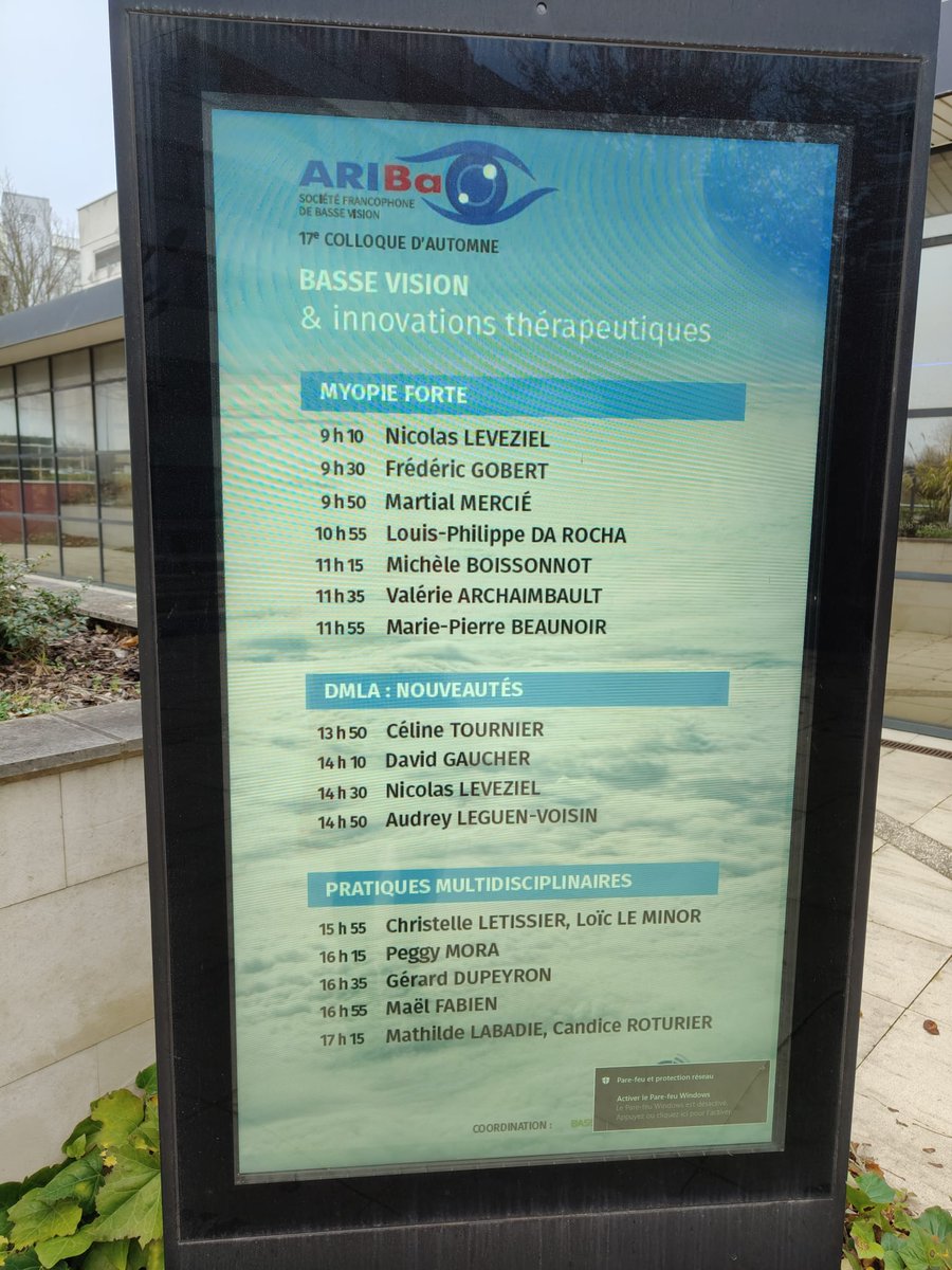 Aujourd'hui, Nicolas Leveziel et Audrey Voisin du LNEC ont parlé de myopie forte et présenté leurs travaux de recherche sur la DMLA au 18ème colloque d'automne de la Société Francophone de Basse Vision#Inserm#CHU de Poitiers#Université de Poitiers