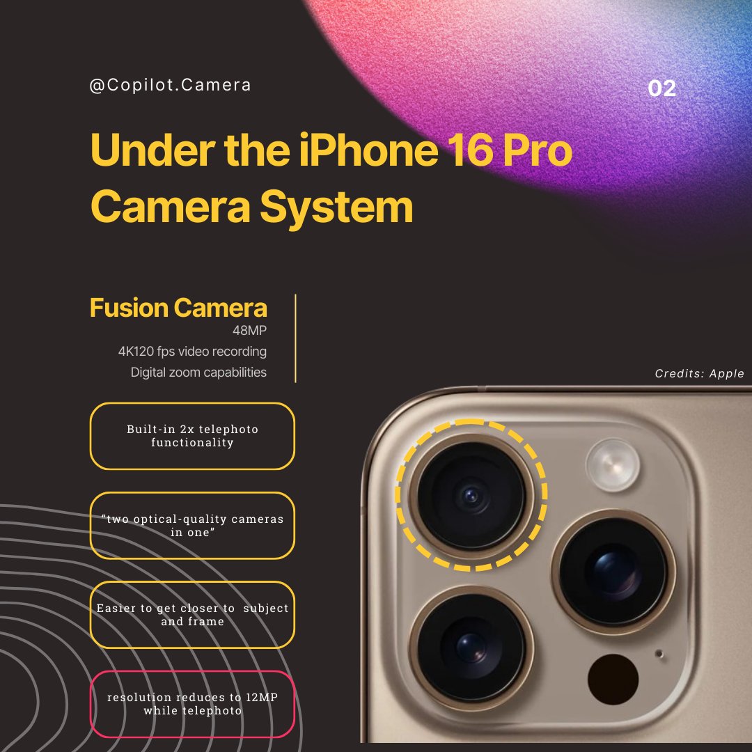 CopilotCamera's tweet image. 📸 Apple iPhone 16 Pro vs. Samsung Galaxy Ultra 24 🚀

Apple 16 Pro: 6x zoom, Photonic AI and the complete breakdown of their camera system.

Hey, have you checked out how seamlessly their intelligence button works??
(mention how you helped you)

#Apple16Pro #CameraAI #apple #AI
