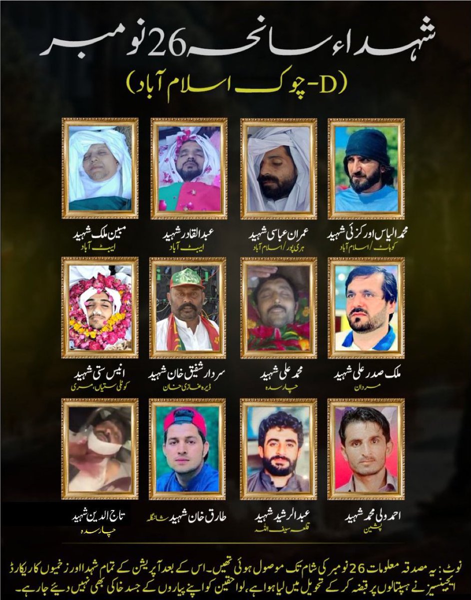 سانحہ ڈی چوک کے شہداء