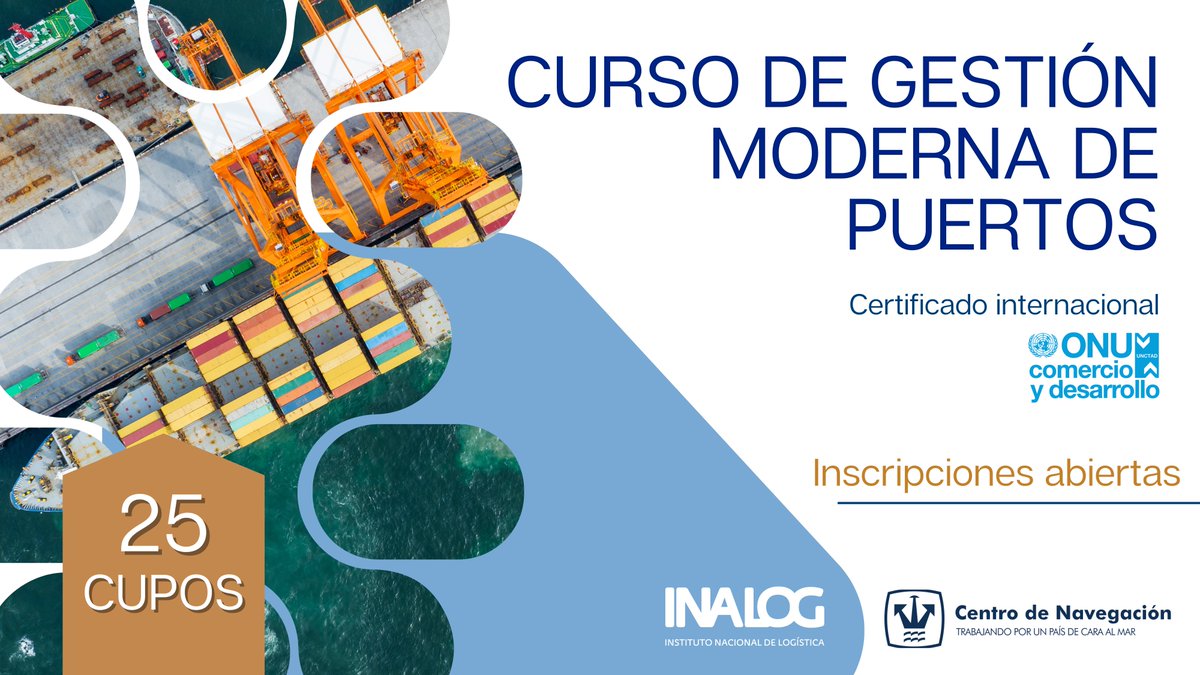 Inscripciones abiertas para el Curso "Gestión Moderna de Puertos" del Programa <a href="/TrainForTrade/">TrainForTrade<a href="/UNCTAD/">UN Trade and Development</a></a>  Organizado por <a href="/cennaveuy/">Centro de Navegación</a>  e INALOG <a href="/Uy_Logistico/">Uruguay Logístico</a>, con certificación internacional @UNCTAD.
Por consultas: 📧tlarzabal@cennave.com.uy