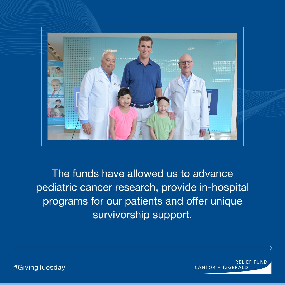 CantorRelief's tweet image. The Cantor Fitzgerald Relief Fund is honored to support the fight against pediatric cancer. @EliManning is a repeated guest at our Charity Day, representing @TackleKidsCancr to raise awareness and support for this vital cause. Thanks to financial support from the Cantor…
