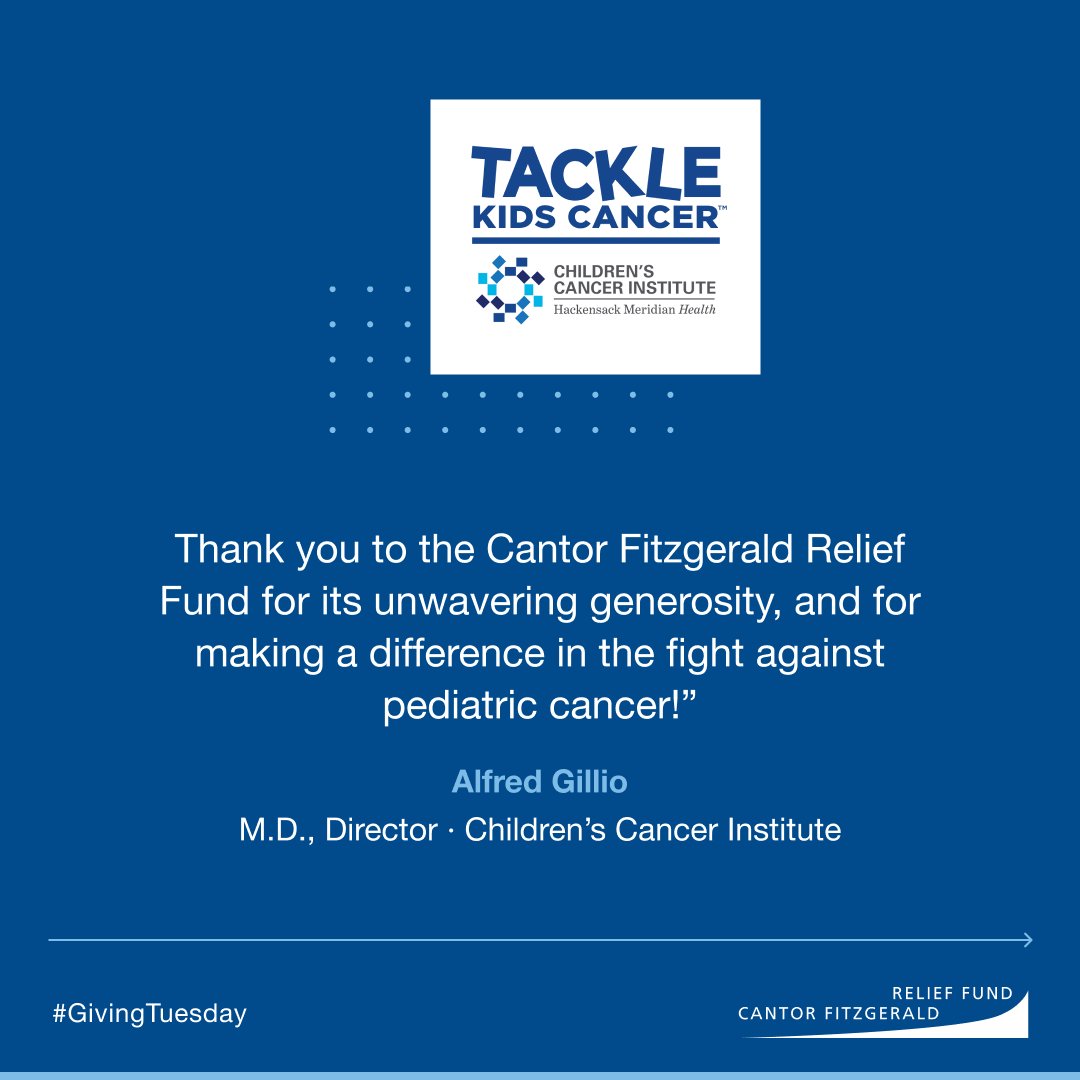 CantorRelief's tweet image. The Cantor Fitzgerald Relief Fund is honored to support the fight against pediatric cancer. @EliManning is a repeated guest at our Charity Day, representing @TackleKidsCancr to raise awareness and support for this vital cause. Thanks to financial support from the Cantor…