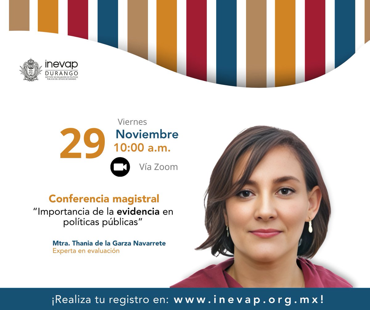 inevap_dgo's tweet image. 📢¡Recuerda!

⚠️Hoy segunda edición del Seminario virtual “El uso de la evidencia, hace la diferencia 2024”

🔆Conferencia magistral “Importancia de la evidencia en políticas públicas” a cargo de Thania de la Garza Navarrete 👈

 Regístrate inevap.org.mx
 ¡Te esperamos!