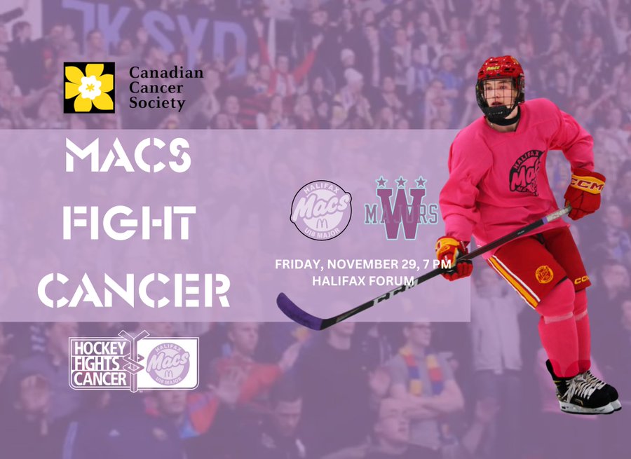 The <a href="/HfxMacs/">The Macs</a> U-18 majors hockey team is holding their annual Hockey Fights Cancer game tonight at 7pm at the #Halifax Forum. See more on our site. #GOMACSGO  -<a href="/IanRobinsonPA/">Ian Robinson</a> 💜🏒

hotcountry1035.ca