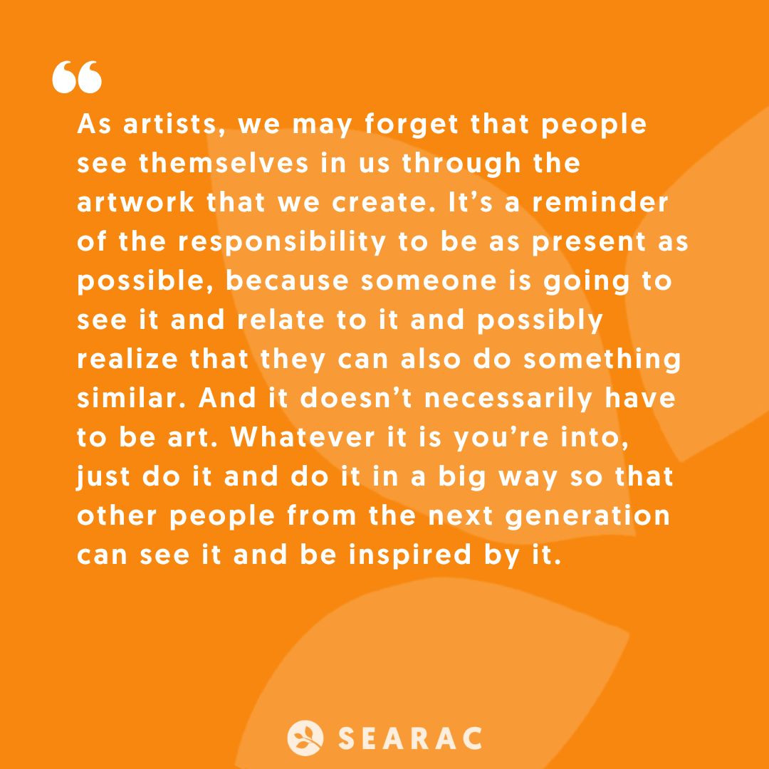 Meet Killamari—an Atlanta-based Asian American artist inspired by cartoons, comics, &amp; graffiti. “Whatever you’re into, do it big so the next generation can see it and be inspired,” Killamari shares. Support SEARAC’s 50th Anniversary Fundraiser &amp; @asianaaf buff.ly/3CT2TPl