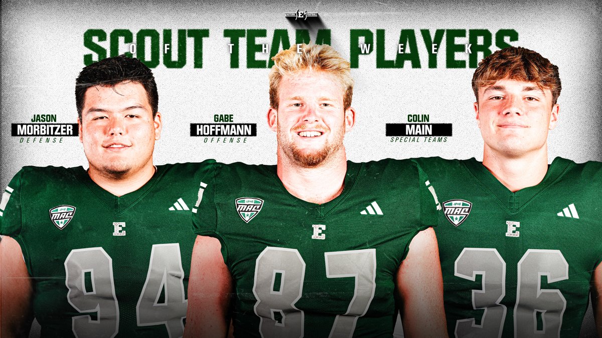 Eastern Michigan Football (@emufb) on Twitter photo Week 12 vs WMU Scout Team Players of the Week are...
Offense: <a href="/gabehoffmann/">Gabe Hoffmann</a>
Defense: <a href="/JasonMorbitzer/">Jason Morbitzer</a>
Special Teams: <a href="/colinmain5/">Colin Main</a>
#ETOUGH ⛓️ #BET Week 12 vs WMU Scout Team Players of the Week are...
Offense: <a href="/gabehoffmann/">Gabe Hoffmann</a>
Defense: <a href="/JasonMorbitzer/">Jason Morbitzer</a>
Special Teams: <a href="/colinmain5/">Colin Main</a>
#ETOUGH ⛓️ #BET