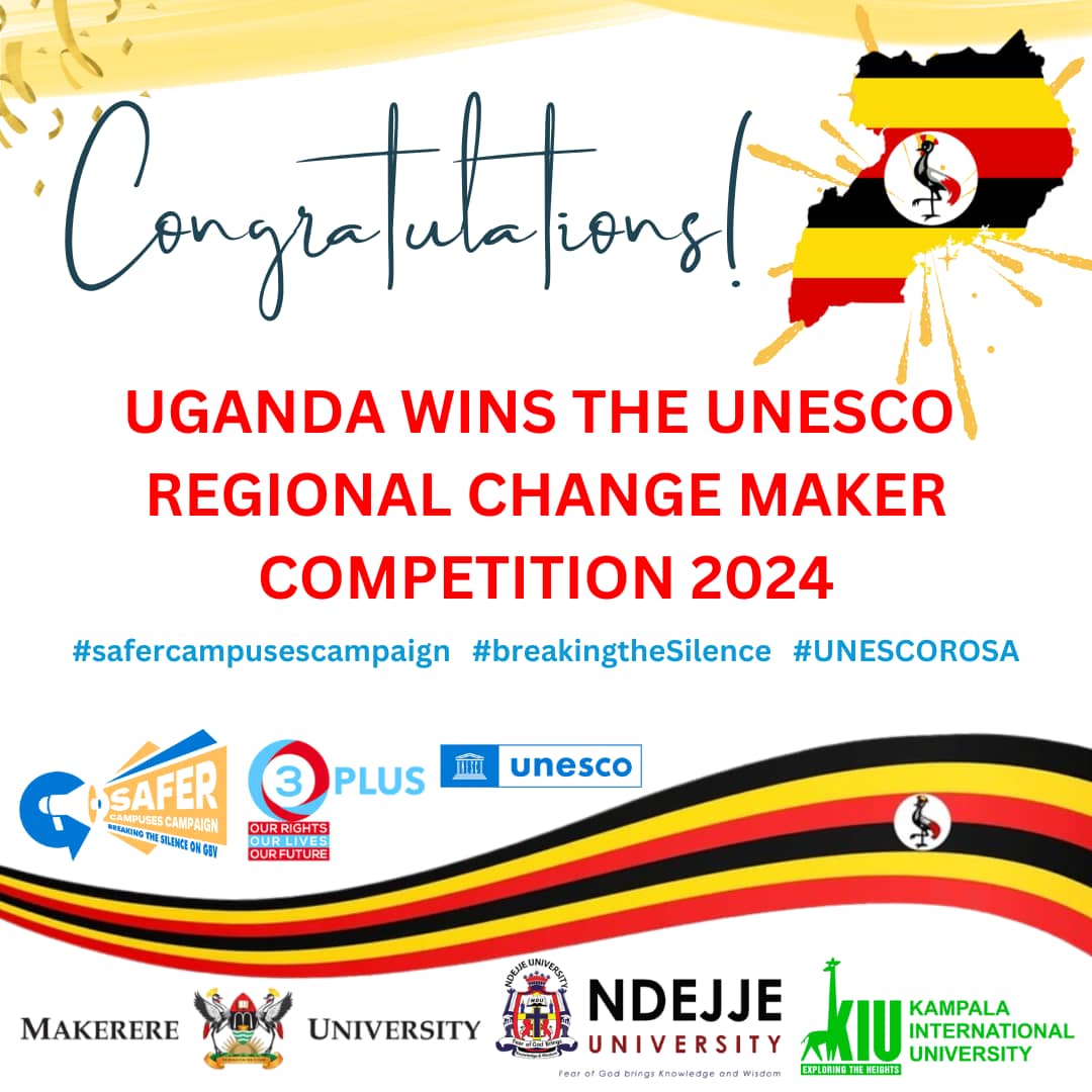 safercampusesUg's tweet image. Thank you Uganda for making it possible, to all those that pledged, liked, posted and reposted, its because of you that we won this campaign of safer campuses thus we THANK YOU.#safercampusescampaign #breakingthesilence #UNESCOROSA