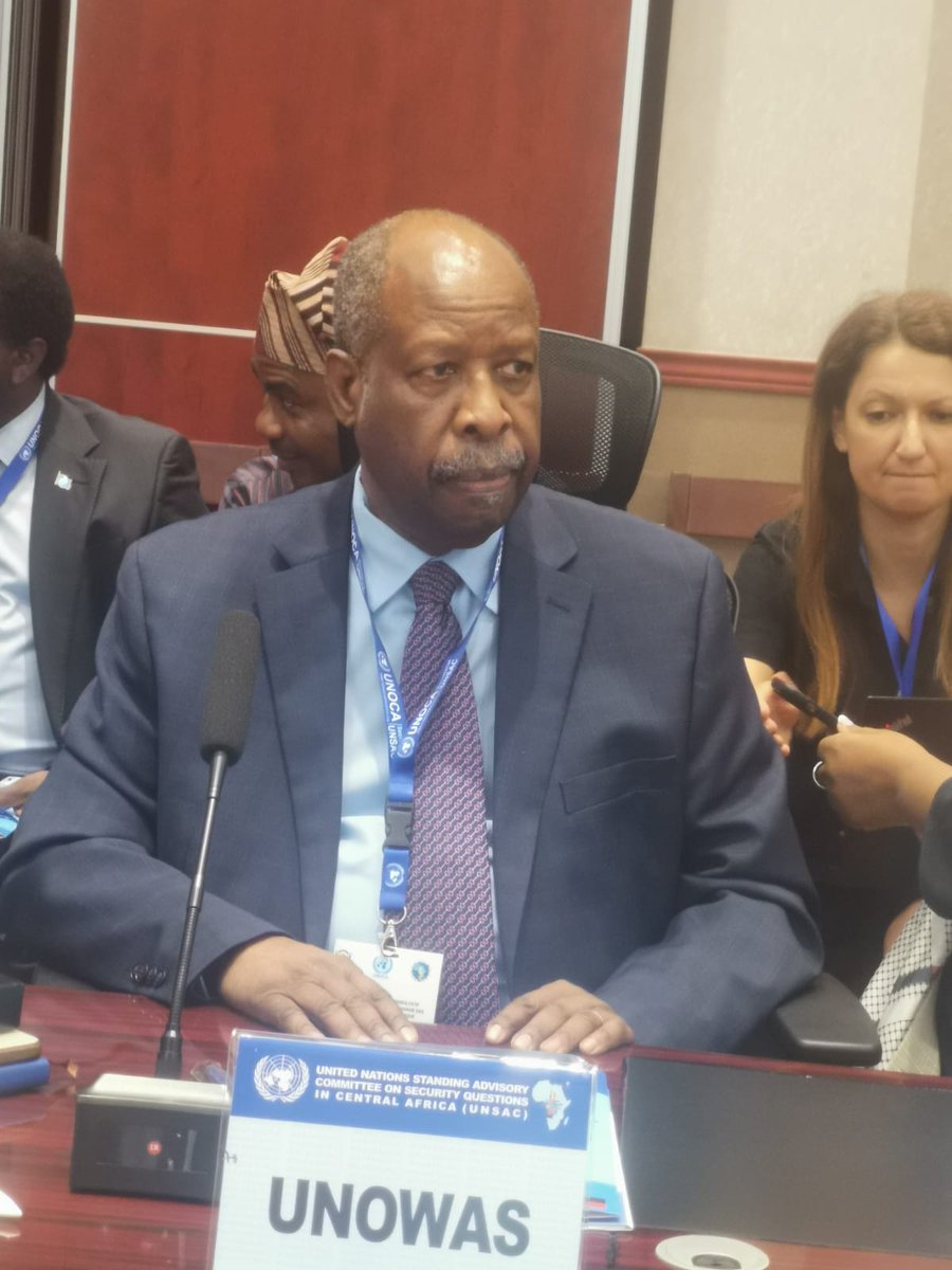 UN_UNOWAS's tweet photo. À #Bangui, RSSG Simão a participé auj. à #UNSAC58. Dans son allocution, il a fait le point de la collaboration entre #UNOWAS &amp; #UNOCA sur : lutte contre l’extrémisme violent &amp; terrorisme, transhumance frontalière, sécurité maritime dans le golfe de Guinée, et sécurité climatique. https://t.co/B2zPOQBDjj