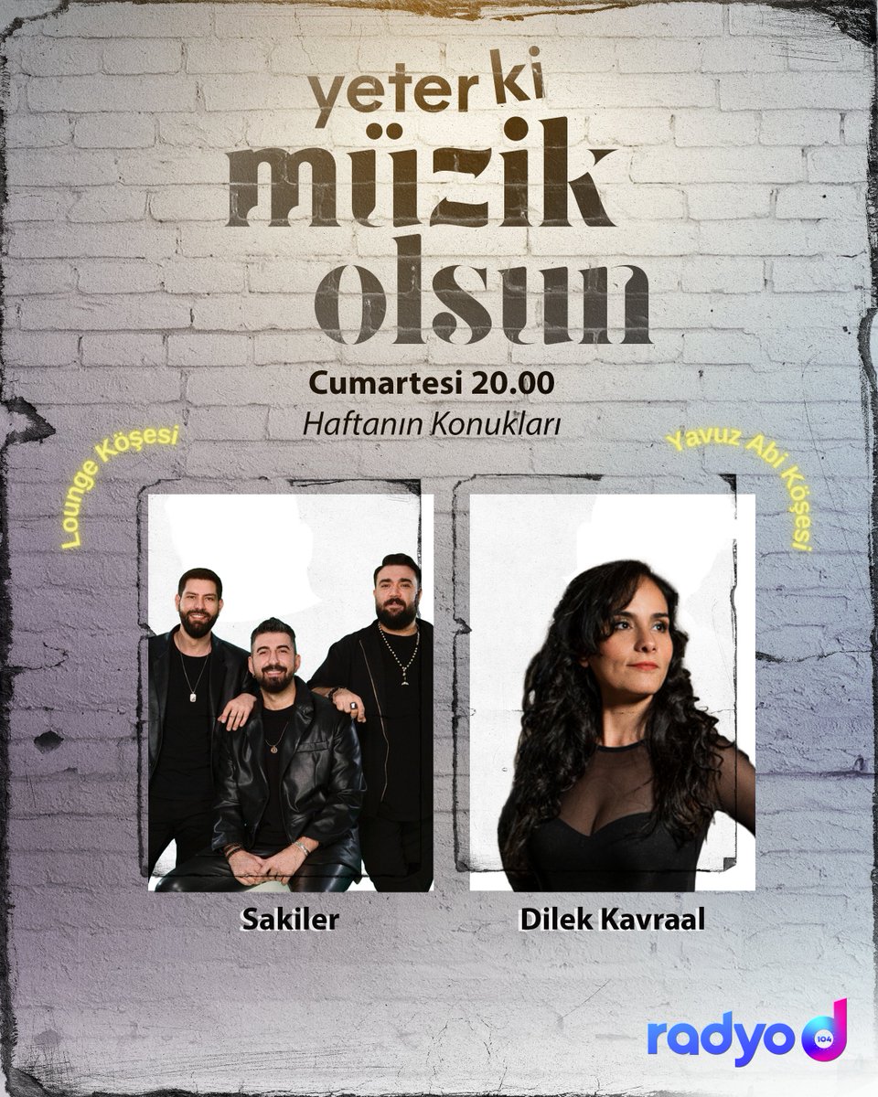 Radyo D (@radyod104) on Twitter photo Yeter ki Müzik Olsun programının konukları, Sakiler ve Dilek Kavraal! 🤩
Yavuz Hakan Tok'un sunumuyla Yeter ki Müzik Olsun, saat 20.00'de #RadyoD'de! 💜
<a href="/yavuzhakantok/">Yavuz Hakan Tok</a> Yeter ki Müzik Olsun programının konukları, Sakiler ve Dilek Kavraal! 🤩
Yavuz Hakan Tok'un sunumuyla Yeter ki Müzik Olsun, saat 20.00'de #RadyoD'de! 💜
<a href="/yavuzhakantok/">Yavuz Hakan Tok</a>