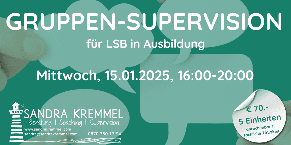 Gruppensupervision für LSB in Ausbildung Wien

Mein Angebot zur Gruppensupervision für Lebens- und Sozialberater:innen in Ausbildung (alte
bildungsserver.net/seminar-worksh…