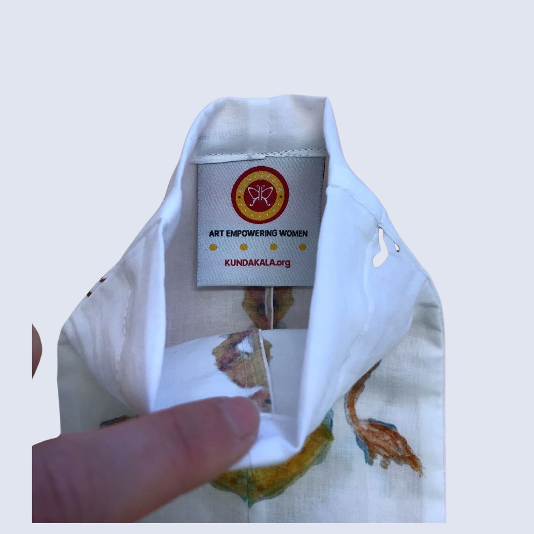 Participants of our first Make and Mend programme in partnership with <a href="/WMCollege/">WM College</a> are now working on creating scarves and pouches with Kunda Kirloskar's original art. We were so delighted to showcase their ability to the Principal of the college  - Ms Dipa Ganguly.  #kundakala