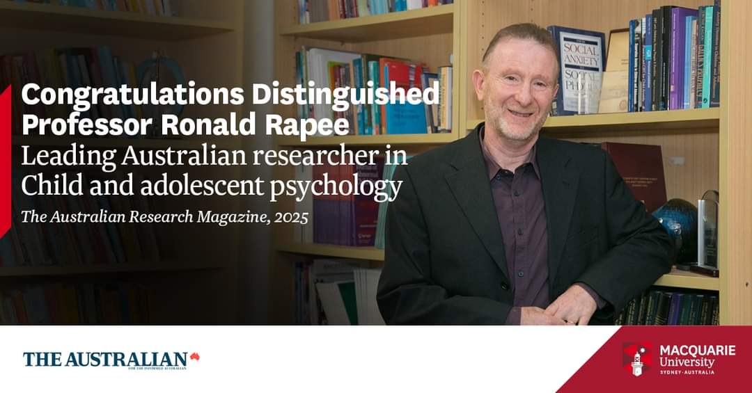 Viviana Wuthrich (@vivianawuthrich) on Twitter photo Congratulations Ron Rapee! Once again the leading Australian researcher in Child and Adolescent Psychology! Great to work with you! <a href="/Lifespan_MQ/">Lifespan Health & Wellbeing Research Centre</a> <a href="/MacquarieUniCEH/">MacquarieUniCEH</a> <a href="/PsyMQ/">PSYCHSCIENCES@MQ</a> Congratulations Ron Rapee! Once again the leading Australian researcher in Child and Adolescent Psychology! Great to work with you! <a href="/Lifespan_MQ/">Lifespan Health & Wellbeing Research Centre</a> <a href="/MacquarieUniCEH/">MacquarieUniCEH</a> <a href="/PsyMQ/">PSYCHSCIENCES@MQ</a>