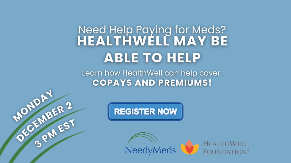There's still time to register for our FREE webinar with HealthWell Foundation! Learn how they help underinsured Americans with copays, premiums, and more. Join us to discover how they support patients in accessing essential treatments: bit.ly/3WAqvjo