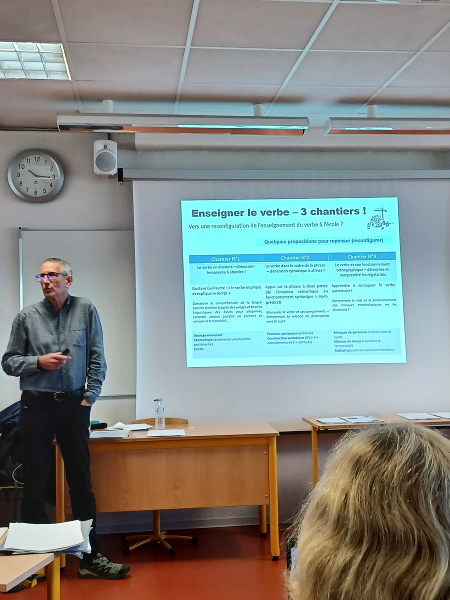 Patrice Gourdet dans l'académie de Nice, une intervention eclairante sur le rôle du verbe dans la compréhension, pour le plus grand plaisir des formateurs dans le cadre du plan français. Des échanges précieux pour mieux accompagner les équipes et les nouveaux programmes.