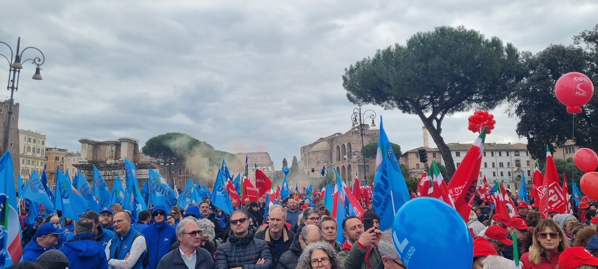 <a href="/UILofficial/">Uil Nazionale</a> and <a href="/cgilnazionale/">CGIL Nazionale</a> on strike against austerity, precarious jobs, cut on social and health services. IT Government restricts the right to strike, but yet we are here! Bella ciao!