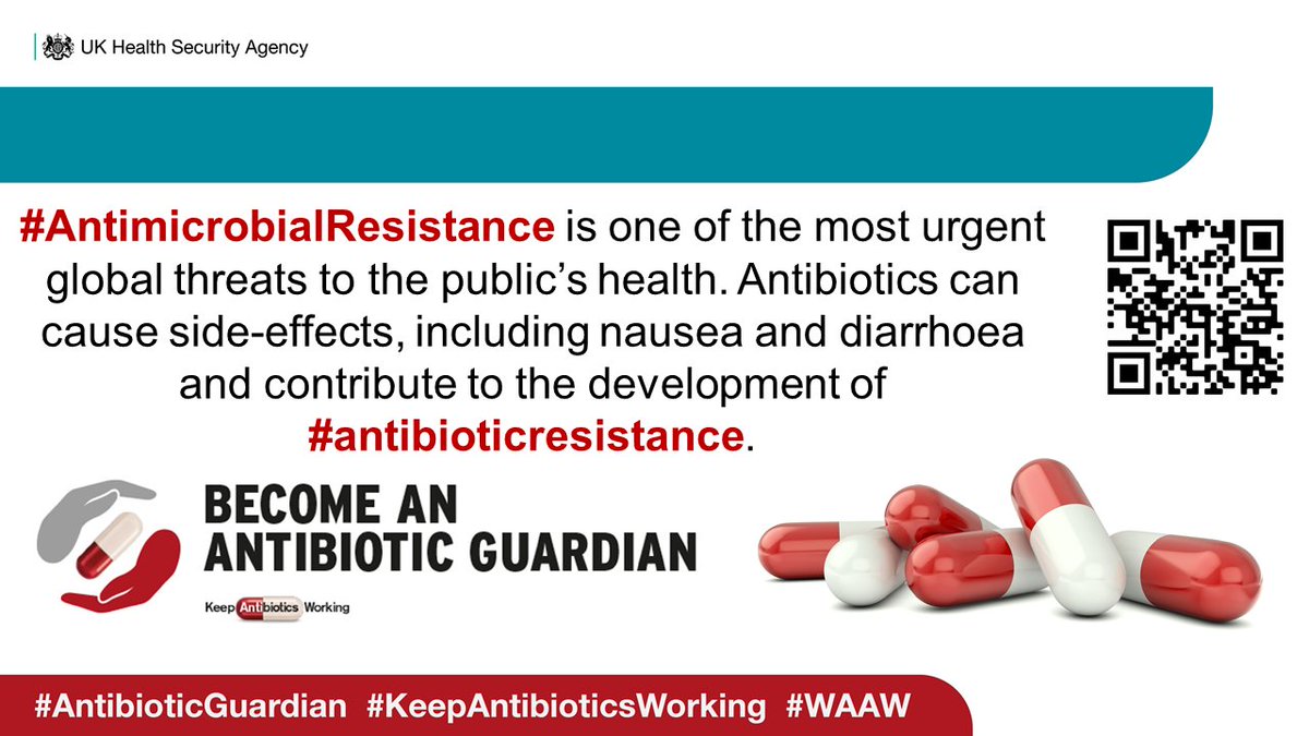 #AntimicrobialResistance is one of the most urgent global threats to the public’s health. Antibiotics can cause side-effects, including nausea and diarrhoea and contribute to the development of #antibioticresistance.
#AntibioticGuardian #KeepAntibioticsWorking #WAAW