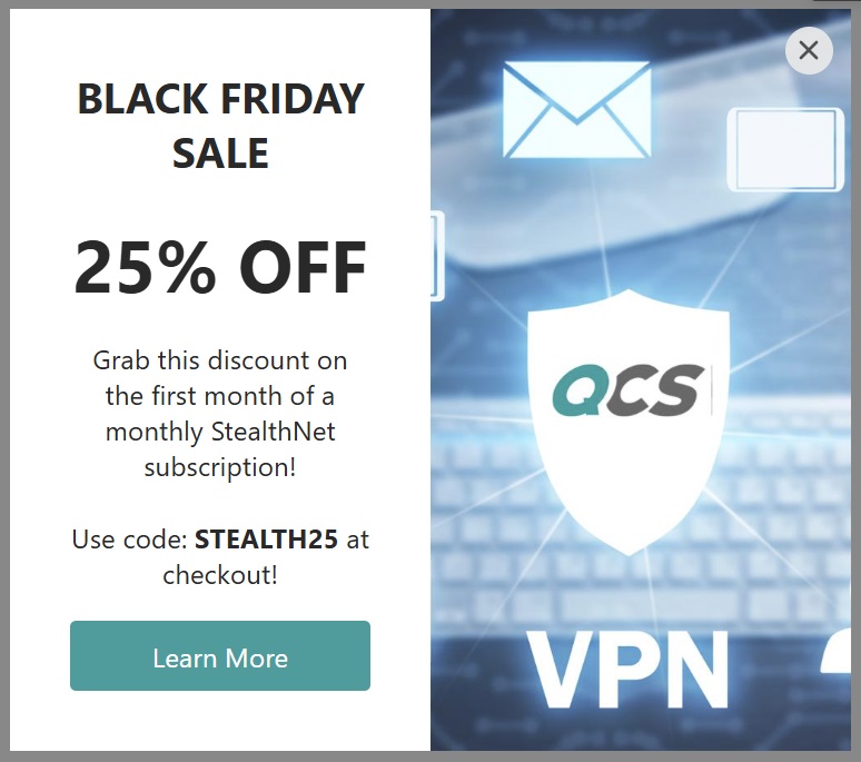 QCSProfessional's tweet photo. 🚨 Black Friday Deal! 🚨

Protect your privacy and enjoy an ad-free browsing experience with StealthNet.

🔥 Get 25% off your first month! 🔥

Don’t miss out – offer ends Sunday.

👉 https://t.co/PcD8oZoCnV

#BlackFriday #VPN #CyberSecurity #AdBlocker https://t.co/WLOZcP9RMh