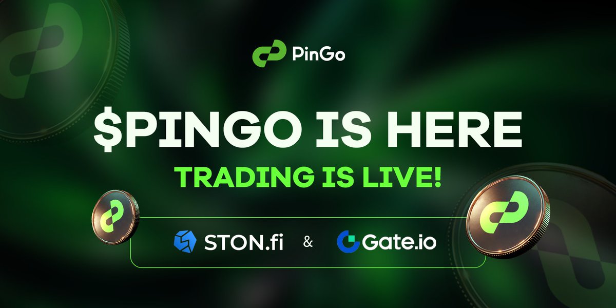 $PINGO IS LIVE! 🔥

🚀Today marks a major milestone in PinGo’s journey as we list $PINGO on <a href="/ston_fi/">STON.fi</a> and @gate_io!

Trading pair:
🔹TON/ PINGO
🔹USDT/PINGO

Trade Here:
🔹Gate.io: gate.io/trade/PINGO_US…
🔹STON.fi: app.ston.fi/swap?chartVisi…