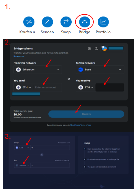 How to bridge $Eth to the <a href="/base/">Base</a> network

looking to bridge your funds to Base and get your hands on Virtual tokens to unlock the world of AI agents? Here's a simple, step-by-step guide to help you get started!

Prepare Your MetaMask Wallet
🔸Ensure you have enough funds in your