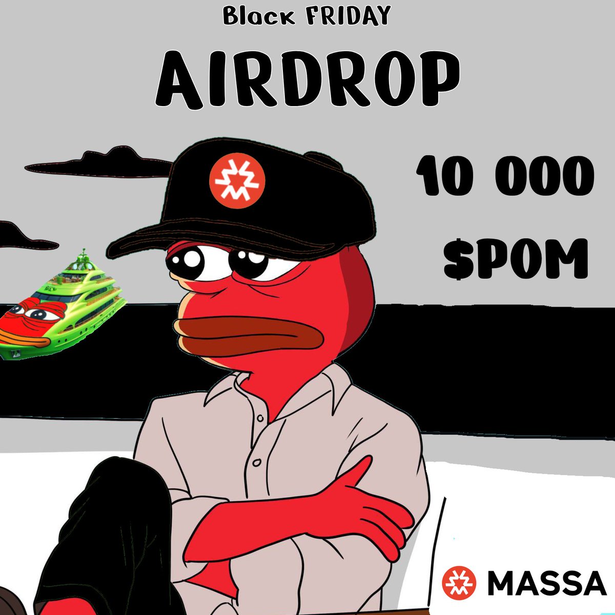 🎉 $POM Airdrop Alert! 🎉

To celebrate Black Friday and hitting 1,000 followers, we’re airdropping 10,000 $POM to the first 1,000 comments! 🐸

✅ Rules to participate:
1️⃣ Like this post
2️⃣ Retweet
3️⃣ Follow us
4️⃣ Drop your <a href="/MassaLabs/">Massa Labs</a>  wallet in the comments

A big thanks to the