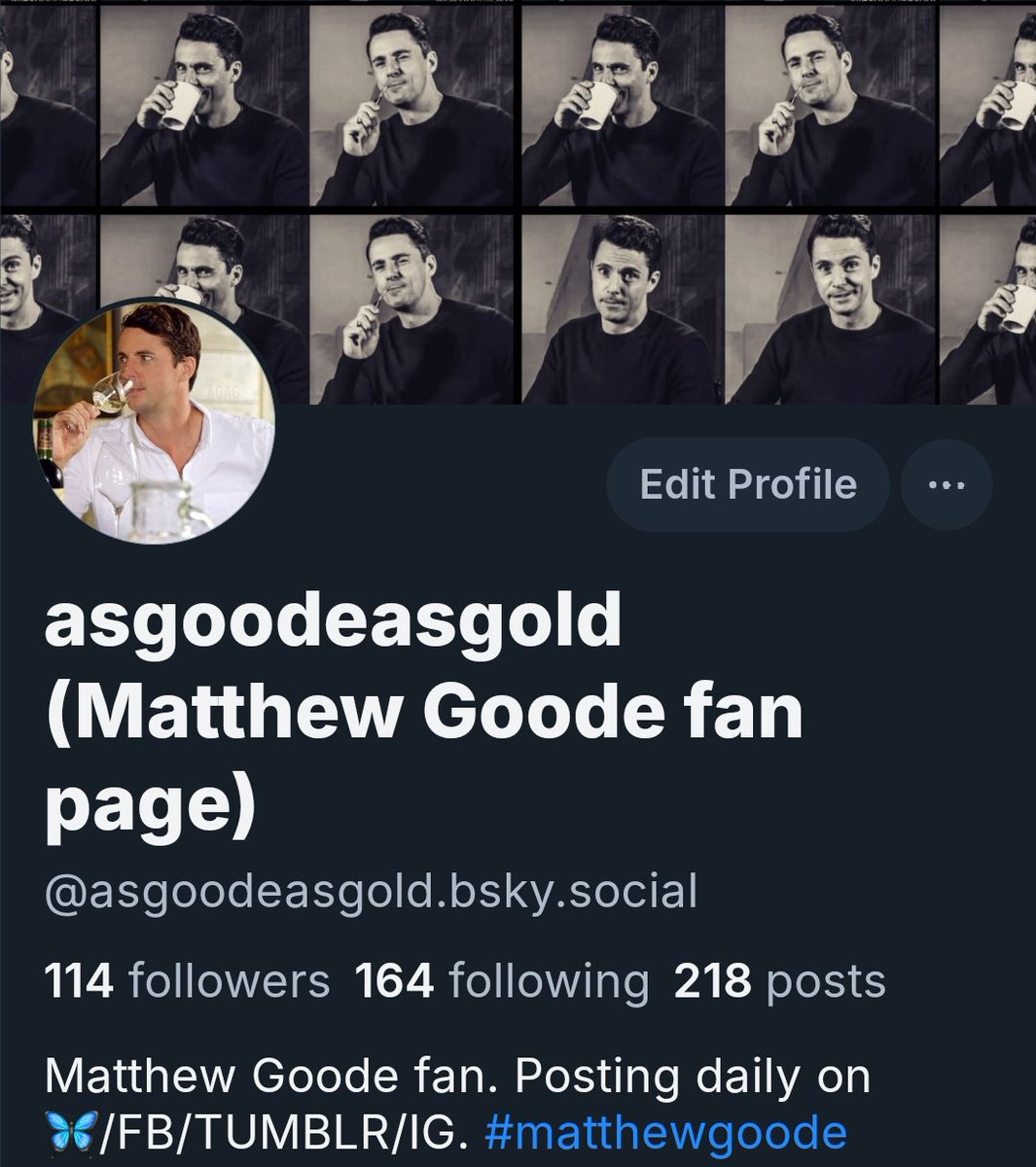 asgoodeasgold's tweet photo. Just a heads up that from Monday I will no longer post on Twitter. This is very sad but hopefully a lovely #matthewgoode community can thrive on 🦋 like it did here.

Find me at https://t.co/5W2Py1sDag

And on IG, FB, Threads and tumblr.

My account &amp; DM here will remain. https://t.co/NdaZf6YK50