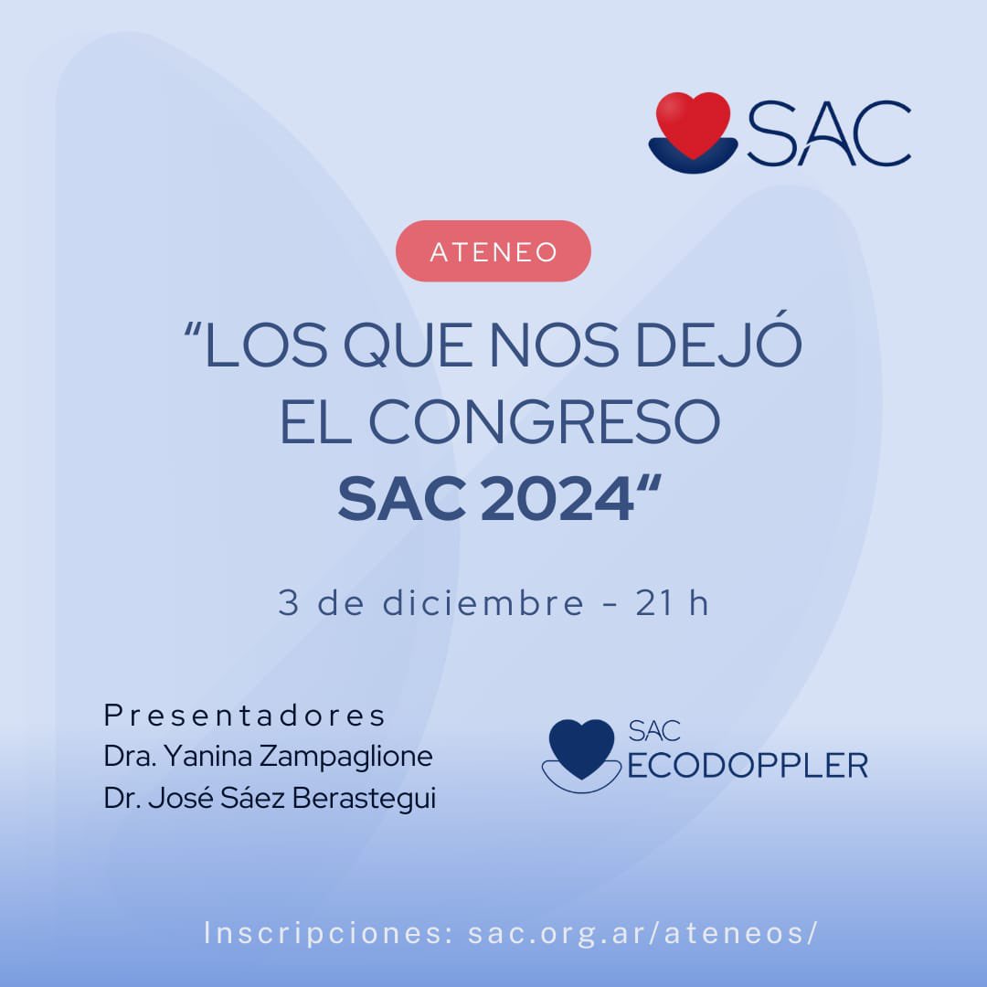 @consejoEcoSAC (@consejoecosac) on Twitter photo Se viene el último ateneo del 2024 ‼️
Inscripciones : Sac.org.ar/ateneos/
#Cardiology #CardioTwitter <a href="/SAC_54/">Sociedad Argentina de Cardiología</a> <a href="/conmedvasc/">Consejo de Medicina Vascular SAC</a> <a href="/clinicasac/">Consejo de Cardiología Clínica y Terapéutica🩺 SAC</a> Se viene el último ateneo del 2024 ‼️
Inscripciones : Sac.org.ar/ateneos/
#Cardiology #CardioTwitter <a href="/SAC_54/">Sociedad Argentina de Cardiología</a> <a href="/conmedvasc/">Consejo de Medicina Vascular SAC</a> <a href="/clinicasac/">Consejo de Cardiología Clínica y Terapéutica🩺 SAC</a>
