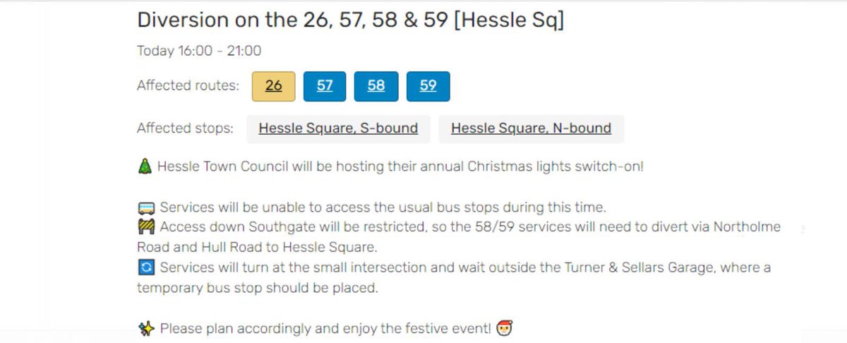 Details on the bus diversions here.