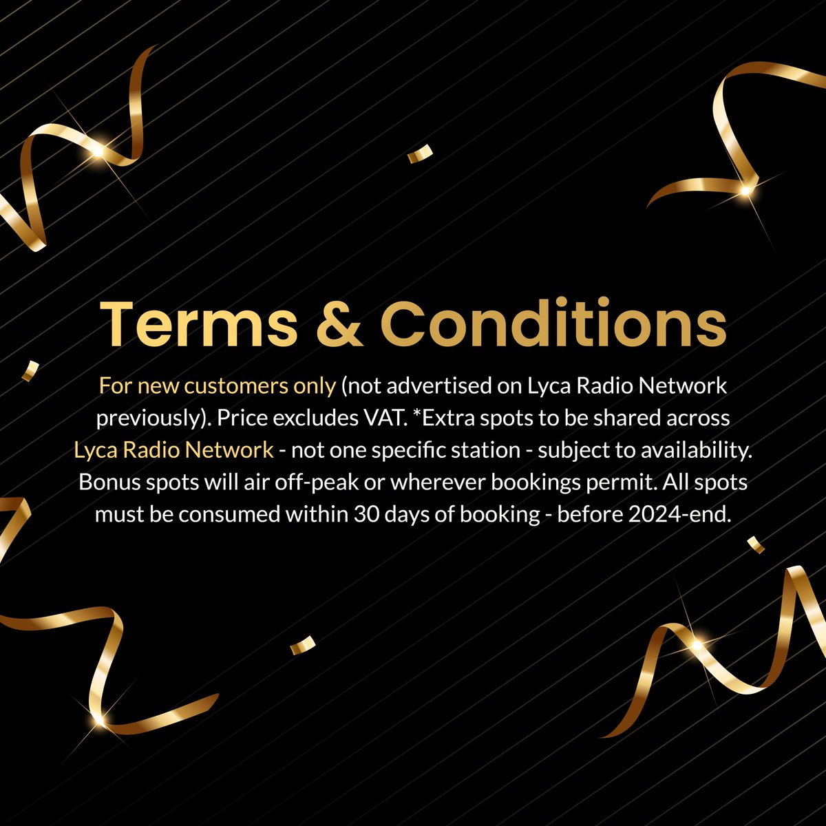 The BLACK FRIDAY SALE on the Lyca Radio Network 🎶 for bargain hunters 

There’s no reason you can’t be preparing for the pre-Christmas sales bonanza 🎄 

Visit lycaradio.com 

#LycaRadio #LycaGold #LycaRadiomcr #LycaRadioleics #BlackFriday #Sale #Radio #BookNow #Deals