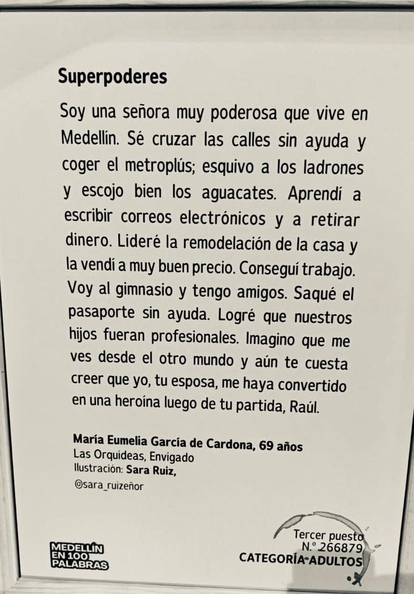 Este cuento ganó el tercer puesto en Medellín en 100 Palabras 🥹