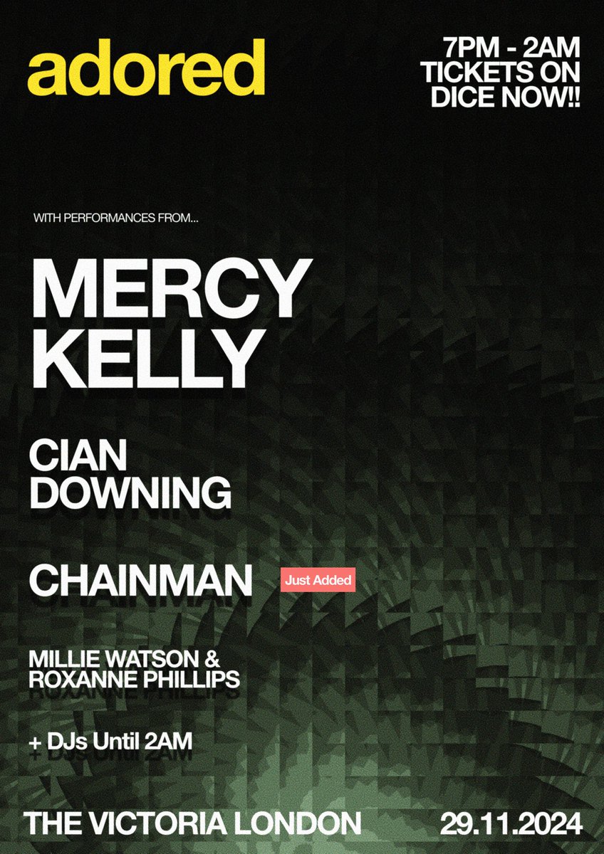 Adored ππ§π (@adoredclubuk) on Twitter photo TONIGHT. <a href="/MercyKelly_Band/">MERCY KELLY</a> <a href="/ciandowning7/">Cian Downing</a> and more LIVE at The Victoria in Dalston. Tickets still available on DICE and on the door! link.dice.fm/BxJVs5RiGOb TONIGHT. <a href="/MercyKelly_Band/">MERCY KELLY</a> <a href="/ciandowning7/">Cian Downing</a> and more LIVE at The Victoria in Dalston. Tickets still available on DICE and on the door! link.dice.fm/BxJVs5RiGOb