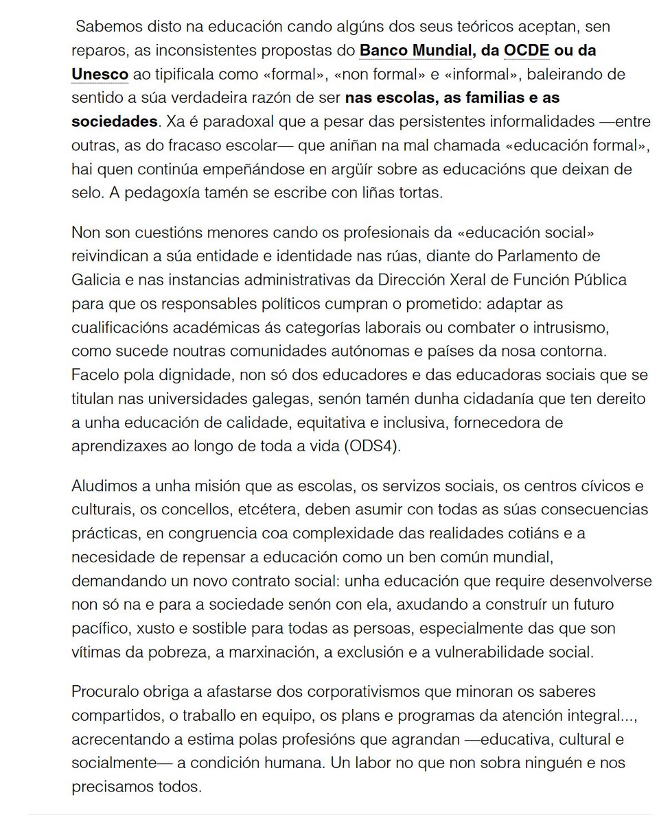 sepainterea's tweet photo. "Educación social", artigo do noso compañeiro José Antonio Caride publicado hoxe en La Voz de Galicia. https://t.co/XX1UV6WVc6