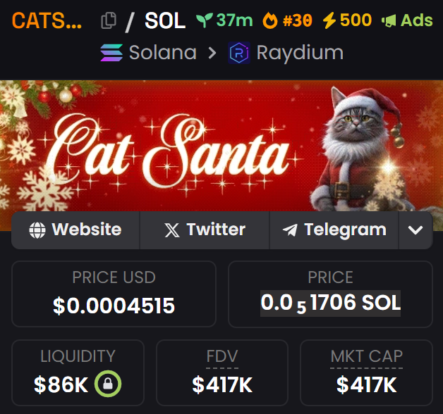 bio7ss's tweet photo. 🚨 Be careful with $CATSANTA - Cat Santa 🚨
Team members hold 48% of total supply! DYOR

#CATSANTA
🫡 https://t.co/ZRb0j8jyu1