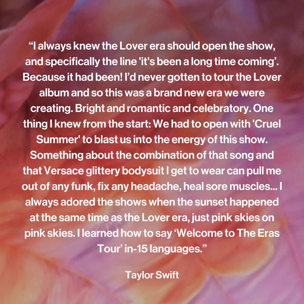TheSwiftSociety's tweet photo. 💬 | Taylor Swift on the 'Lover' Era at The Eras Tour https://t.co/YYXe66UTW0