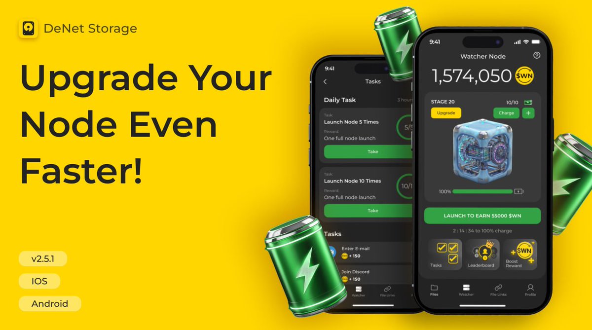DeNet Storage &amp; Watcher Node v2.5.1 is Now LIVE! 

What's new: 

🔸Enhanced security: Our nodes are now accessed more securely to minimize DDoS attacks.

🔸Improved user experience:

- A dedicated "Tasks" screen makes managing tasks easier.
- New categories help you find what you