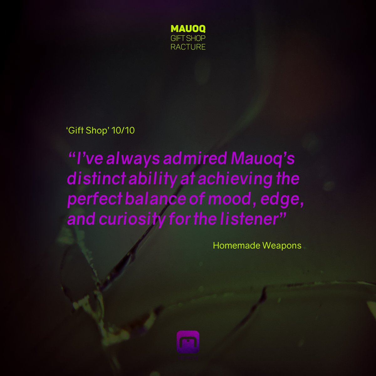 Mauoq (@mauoq) on Twitter photo It’s so nice when it comes from an absolute genre-defining OG who I have always looked up to for those very reasons..and more! Big love to <a href="/homemadeweapons/">homemade weapons</a> 👊
. . .
‘Gift Shop’ is out now! >>> mauoq.bandcamp.com/album/gift-sho…
. . .
#mqm014 #mauoqmusic #feedback #newmusic #electronica #dnb It’s so nice when it comes from an absolute genre-defining OG who I have always looked up to for those very reasons..and more! Big love to <a href="/homemadeweapons/">homemade weapons</a> 👊
. . .
‘Gift Shop’ is out now! >>> mauoq.bandcamp.com/album/gift-sho…
. . .
#mqm014 #mauoqmusic #feedback #newmusic #electronica #dnb