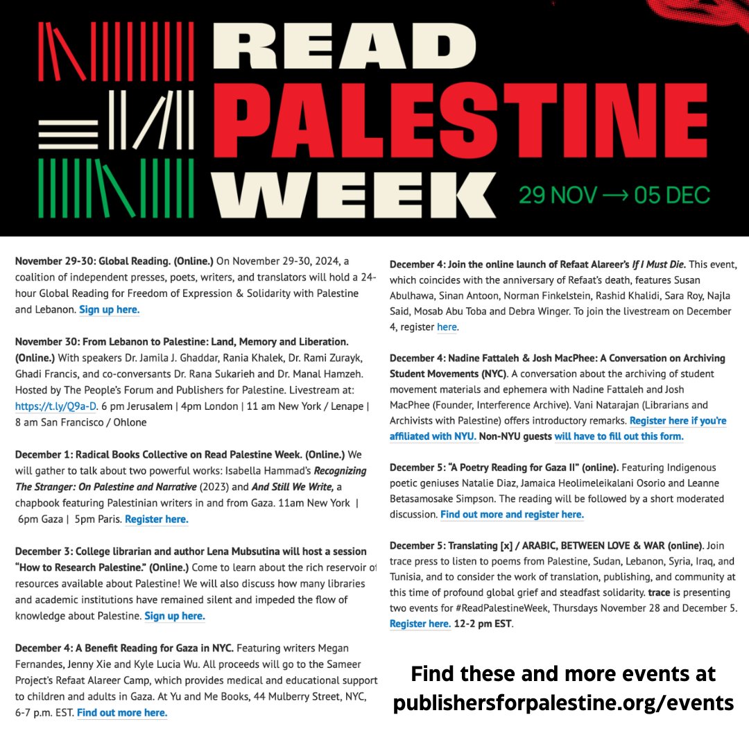 Please let us know about your #ReadPalestineWeek events, so we can add them to the calendar.