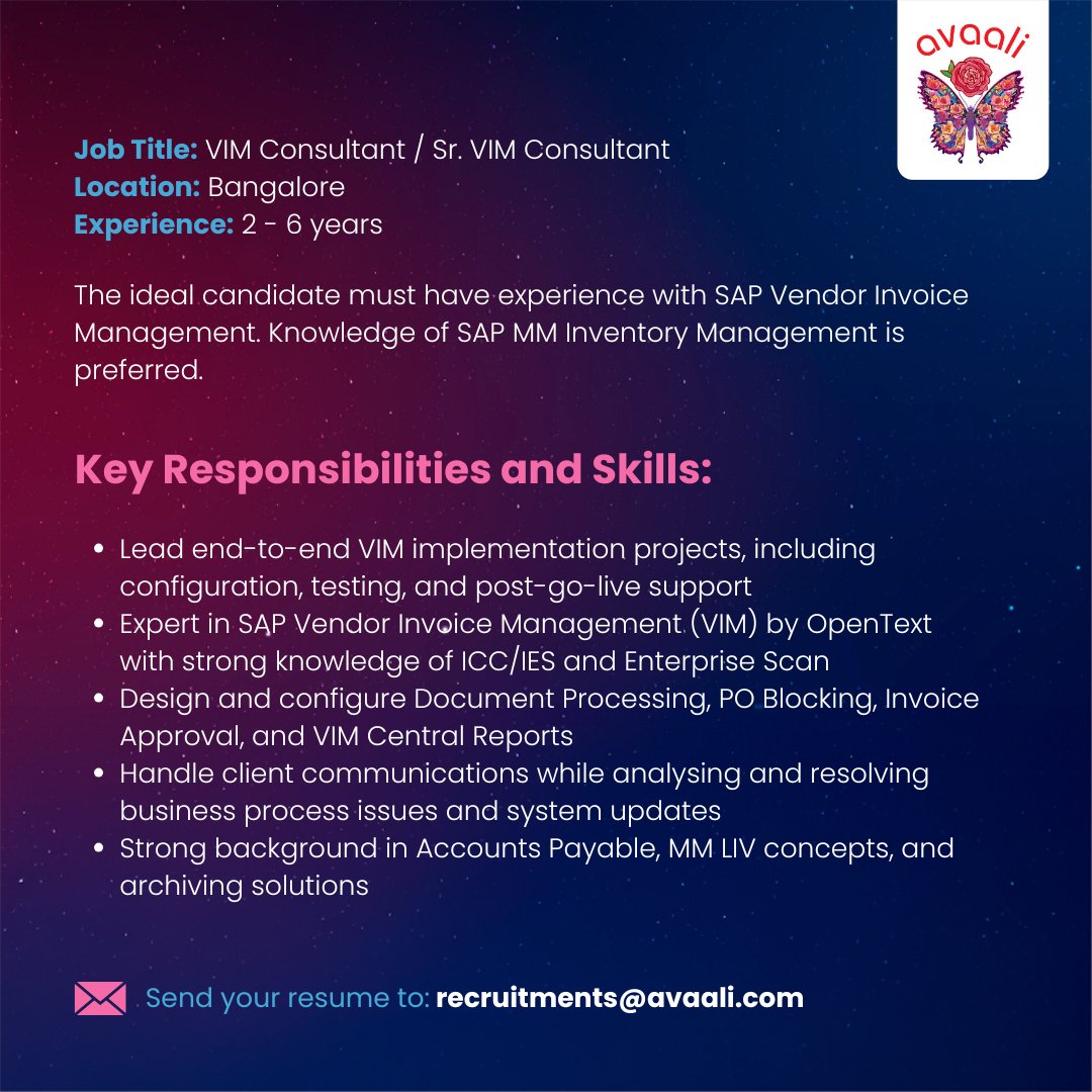 AvaaliSolutions's tweet image. At Avaali, you'll join outstanding professionals revolutionising enterprise solutions. Launch your next career chapter, email recruitments@avaali.com now.
.
.
#avaalisolutions #TechCareers #abapdeveloper #salesjobs #SalesJobs #TechCareers #sapbtpjobs #SAP #vimconsultant