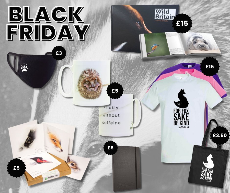 Black Friday is here and you have permission to shop till you drop, just try and land somewhere soft. 

From Christmas cards to Ricky Gervais designed t-shirts, head to our shop and get that warm feeling of shopping and saving wildlife at the same time!

wildlifeaid.org.uk/shop