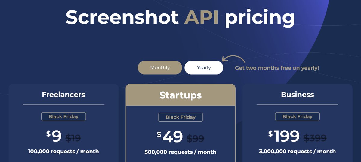 Screenshot API packages are as much as 50% off. #BlackFriday