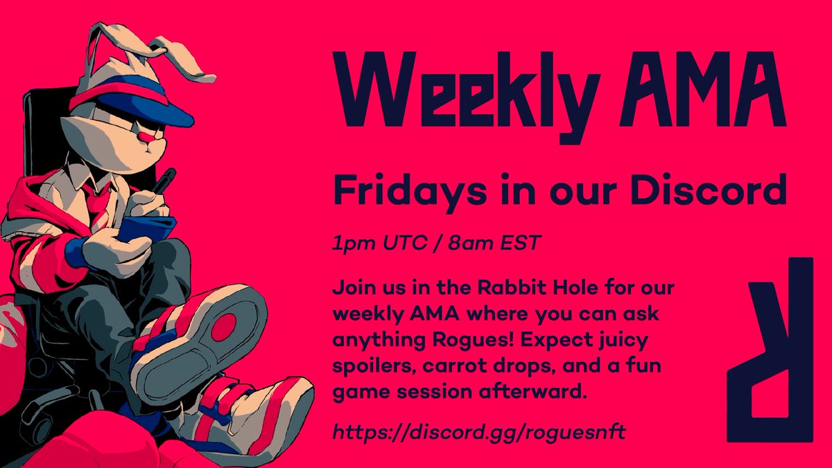 Join our Discord for our weekly AMA

Happening today, 1pm UTC / 8am EST

👉discord.gg/roguesnft